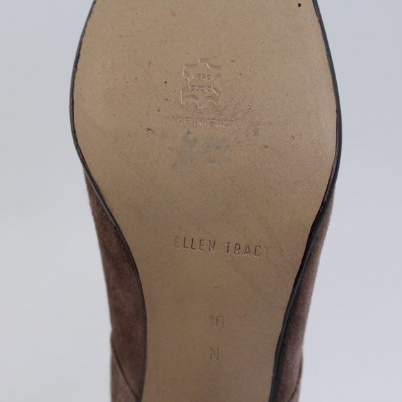 Ellen Tracy Womens Sz 10 Linda Allard Brown Suede Block Heeled Pointed Toes #135 - Picture 11 of 11